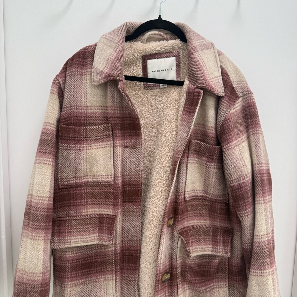 American Eagle Pink and Cream Sherpa Jacket
